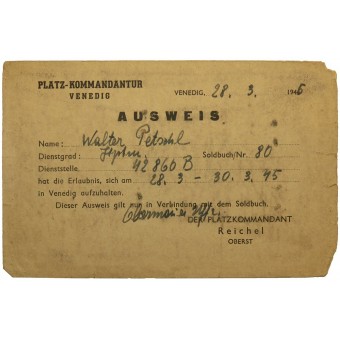 Avskedskort till Hauptmann Walter Petschl från Pionier-Bataillon 142. Espenlaub militaria